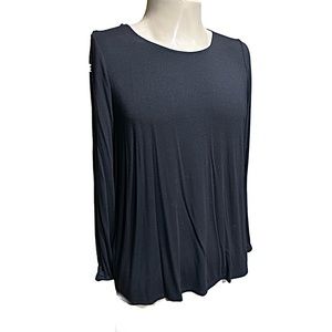 Women’s Lysse Long Sleeve Flowy Top with Slit Tie Up Sleeves in Black